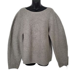 FATE by LFD Minimalist Wide Neck Raglan Grey Knit Sweater Sz L Relaxed Fit Cozy